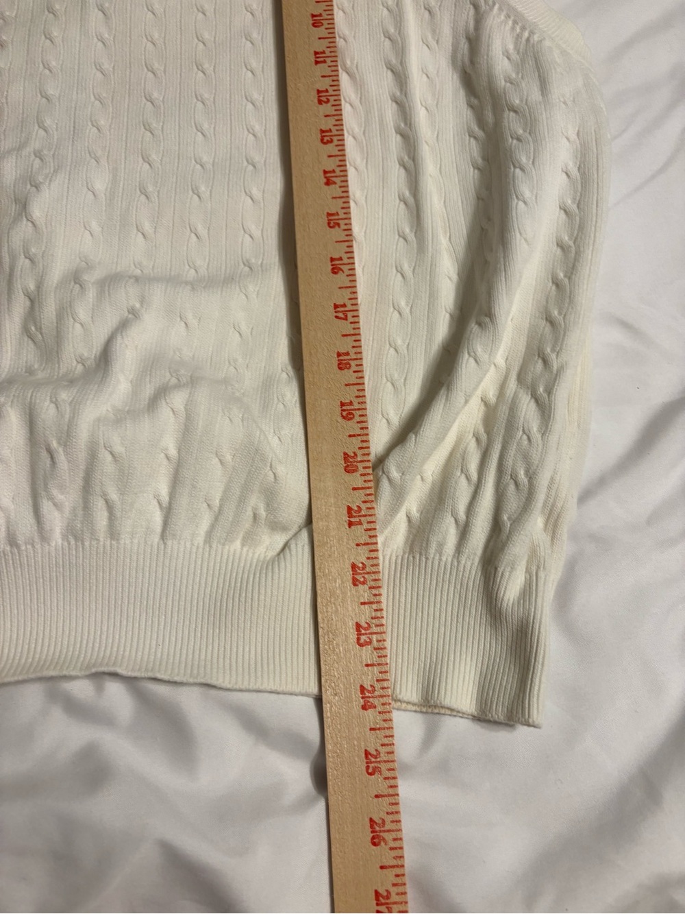 Tommy Hilfiger White Cable-Knit V-Neck Sweater Vest - Classic Sleeveless - Picture 4 of 7